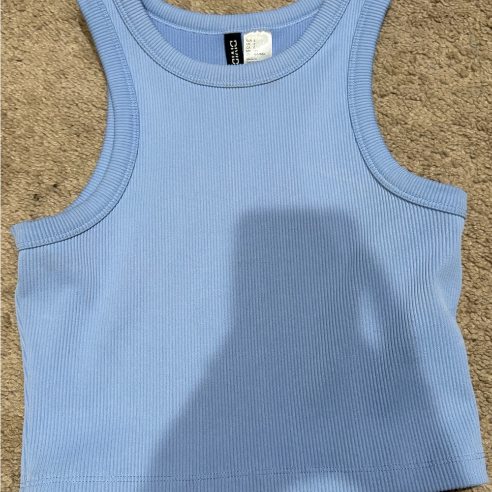 Blue Ribbed Tank Top